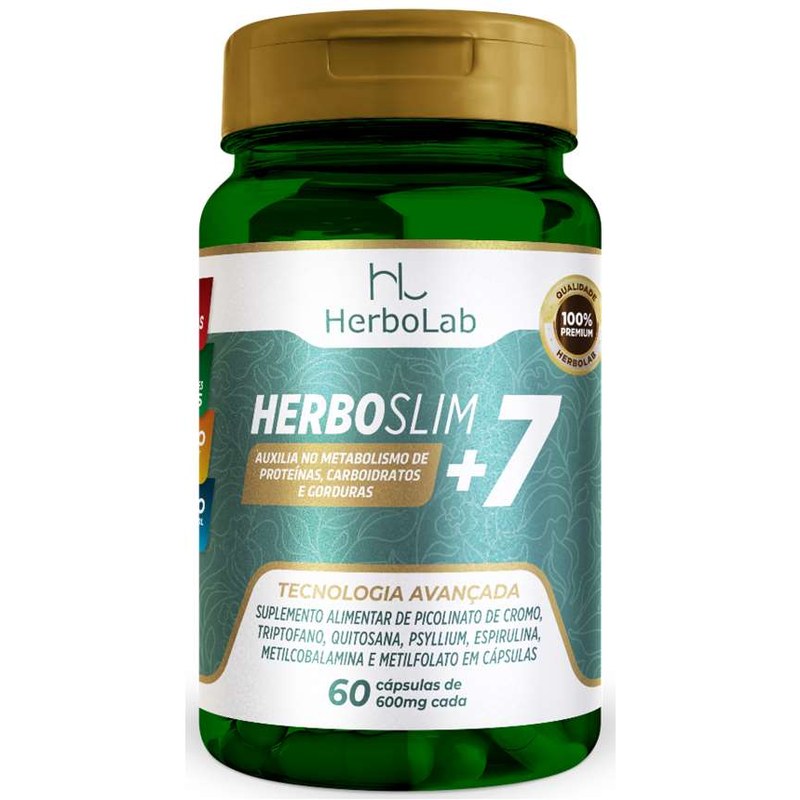 HERBOLAB HERBOSLIM + 7 (PSYLLIUM + ESPIRULINA + L-TRIPTOFANO + VITAMINAS)