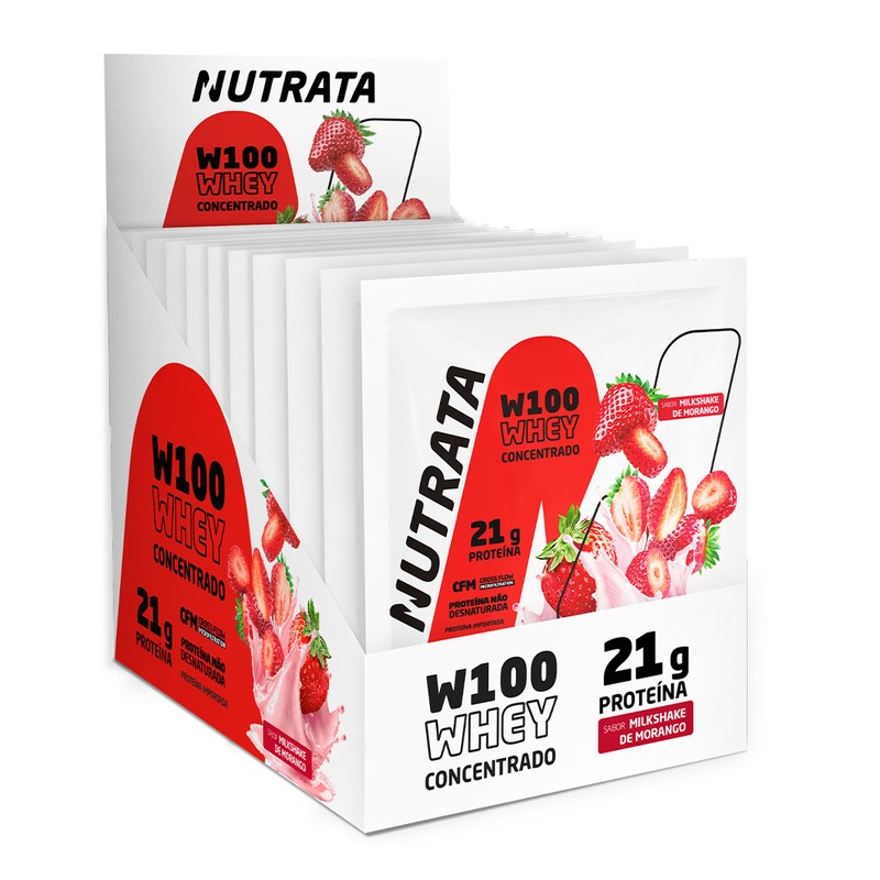 NUTRATA W100 WHEY CONCENTRADO MILK SHAKE DE MORANGO SACHÊ