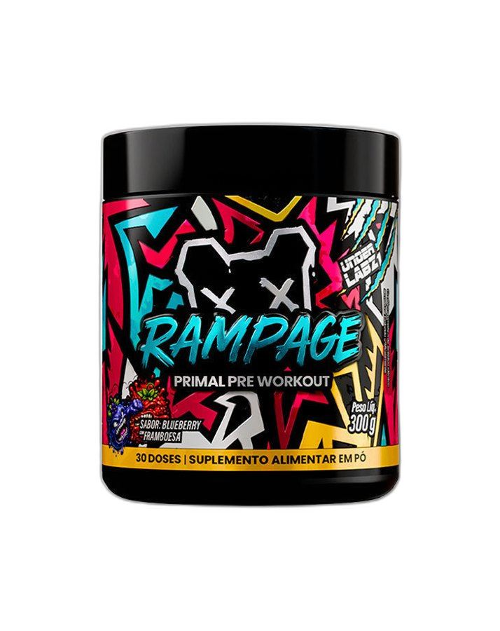 UNDER LABZ RAMPAGE PRIMAL PRE WORKOUT BLUEBERRY COM FRAMBOESA