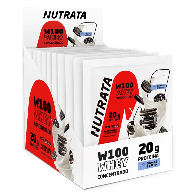 NUTRATA W100 WHEY CONCENTRADO COOKIES E CREAM SACHÊ