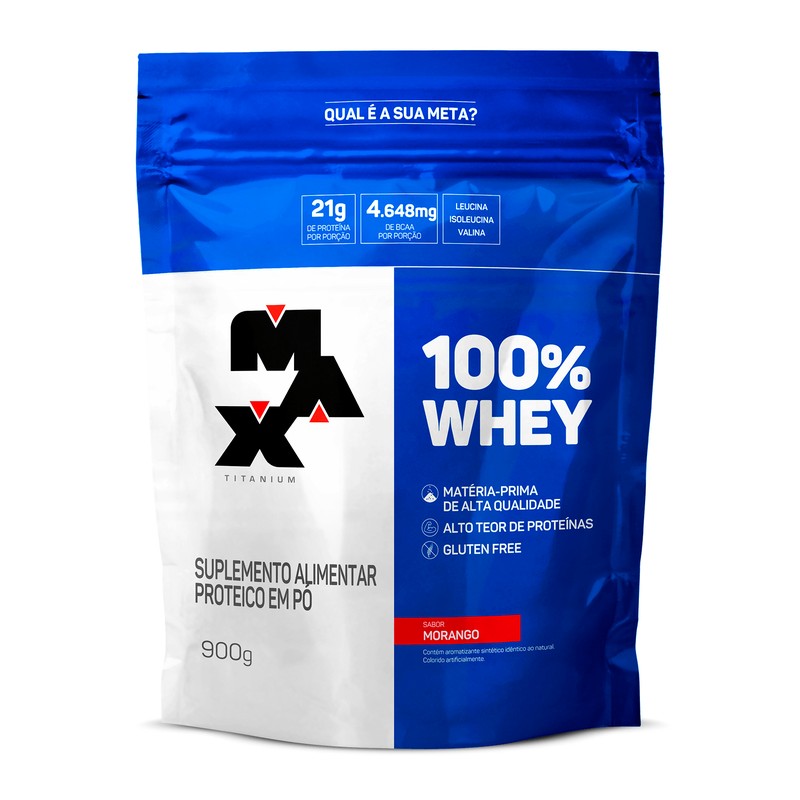 MAX TITANIUM WHEY 100% MORANGO REFIL