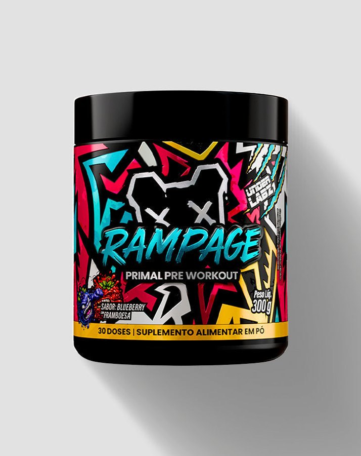 UNDER LABZ RAMPAGE PRIMAL PRE WORKOUT BLUEBERRY COM FRAMBOESA