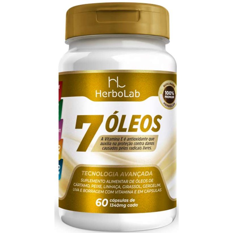 HERBOLAB 7 ÓLEOS (ÔMEGA 3 + ÔMEGA 6 + ÔMEGA 9 + VITAMINA E)