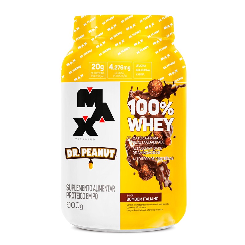 MAX TITANIUM WHEY 100% DR PEANUT BOMBOM ITALIANO POTE